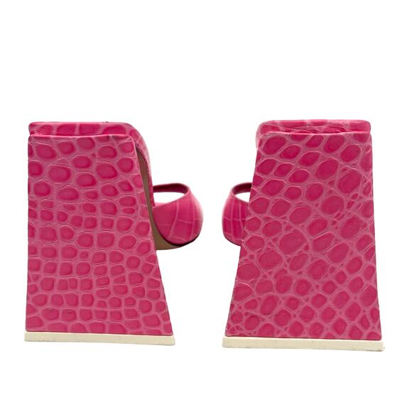 ATTICO Devon Mules Hot Pink Croc Embossed Leather Size 8 Sandals Heels Sexy Fun - Picture 8 of 16